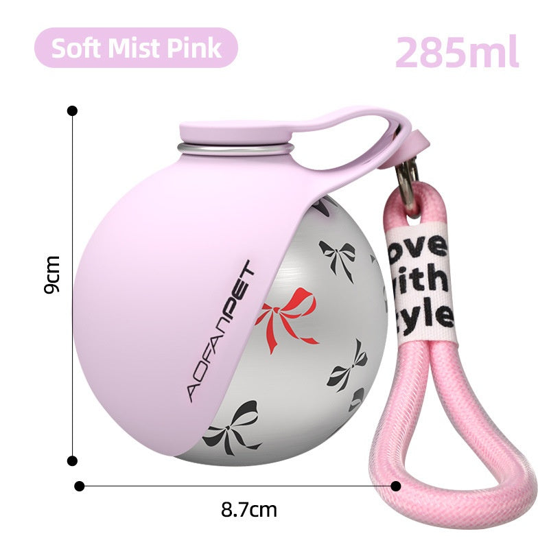 Round Portable Stainless Steel Pet Water Bottle