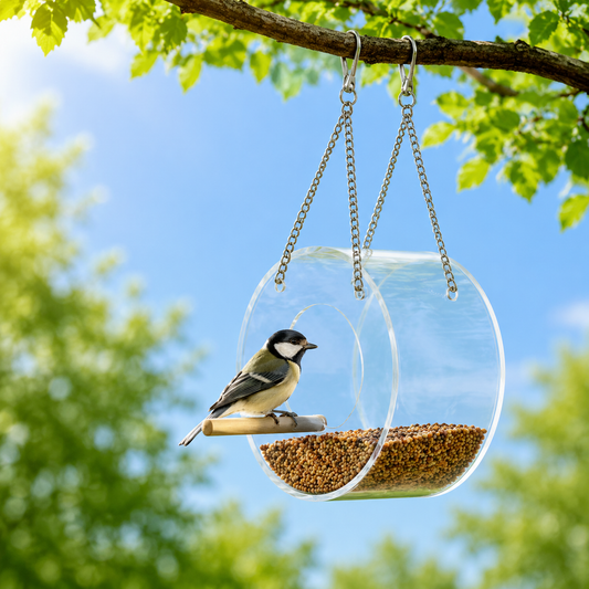Round Acrylic Bird Food Box