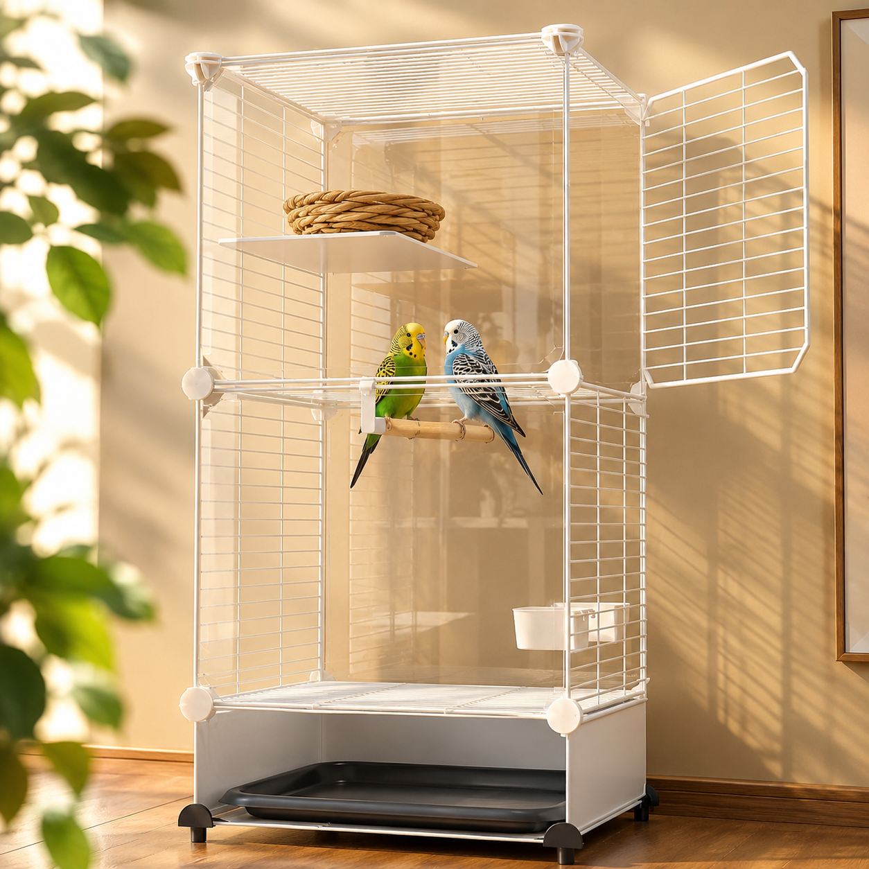 Bird Villa Cage with Clear Panels & Wheels