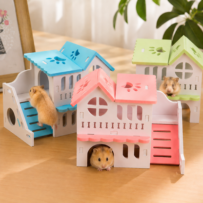 Double-layer Ecological Wood Villa for Hamsters