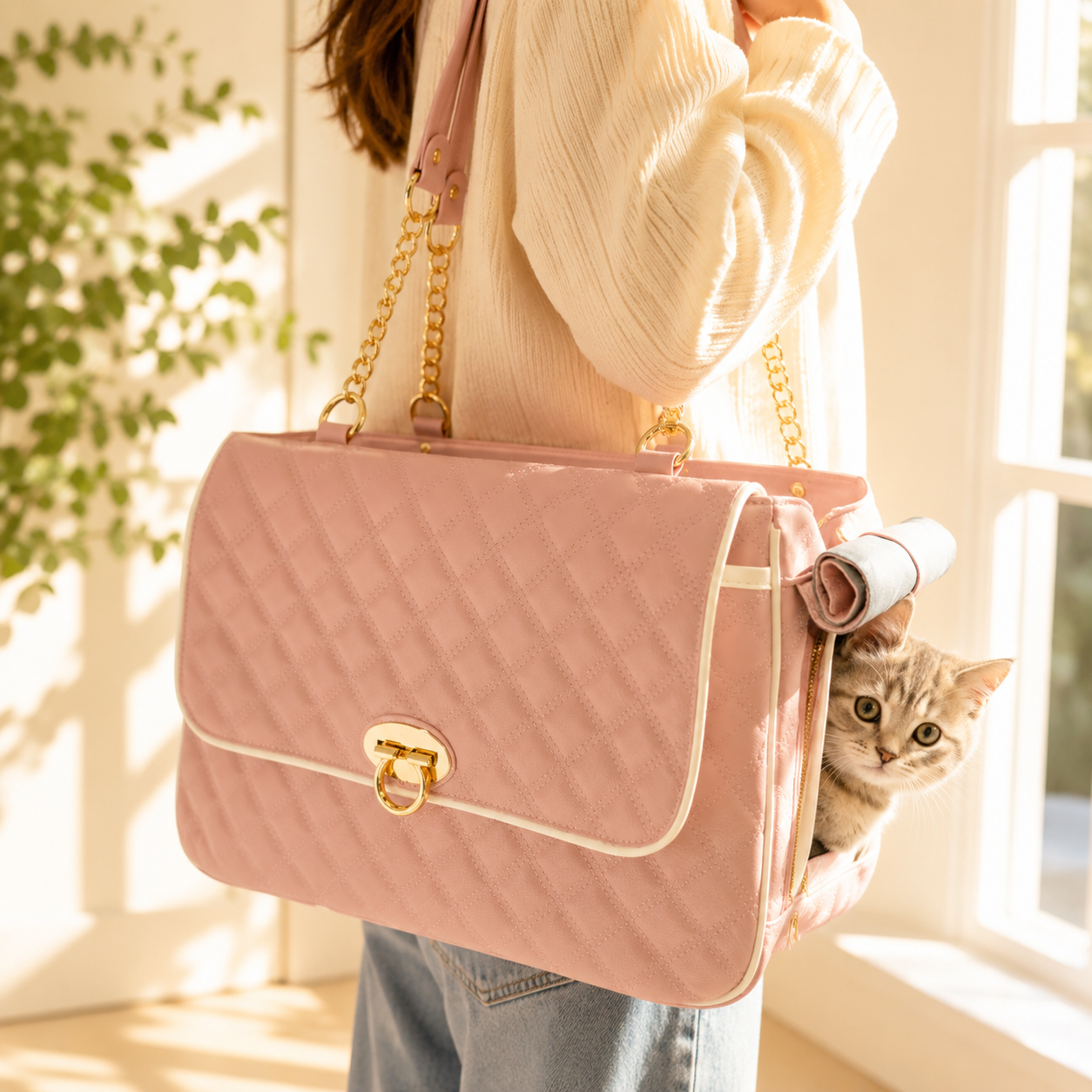 Premium PU Pet Carrier Backpack
