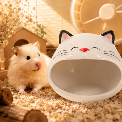 Ceramic Cat-Shape Hamster House