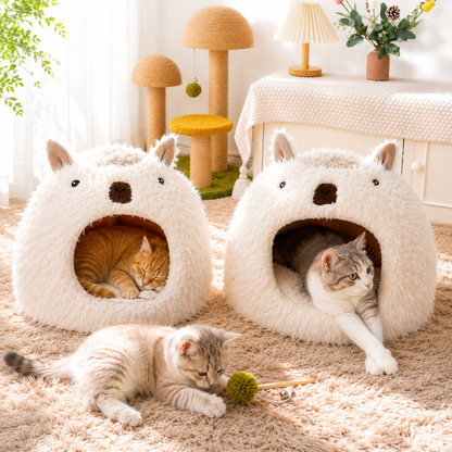 Cozy Indoor Pet White Lion Velvet Cushion Bed