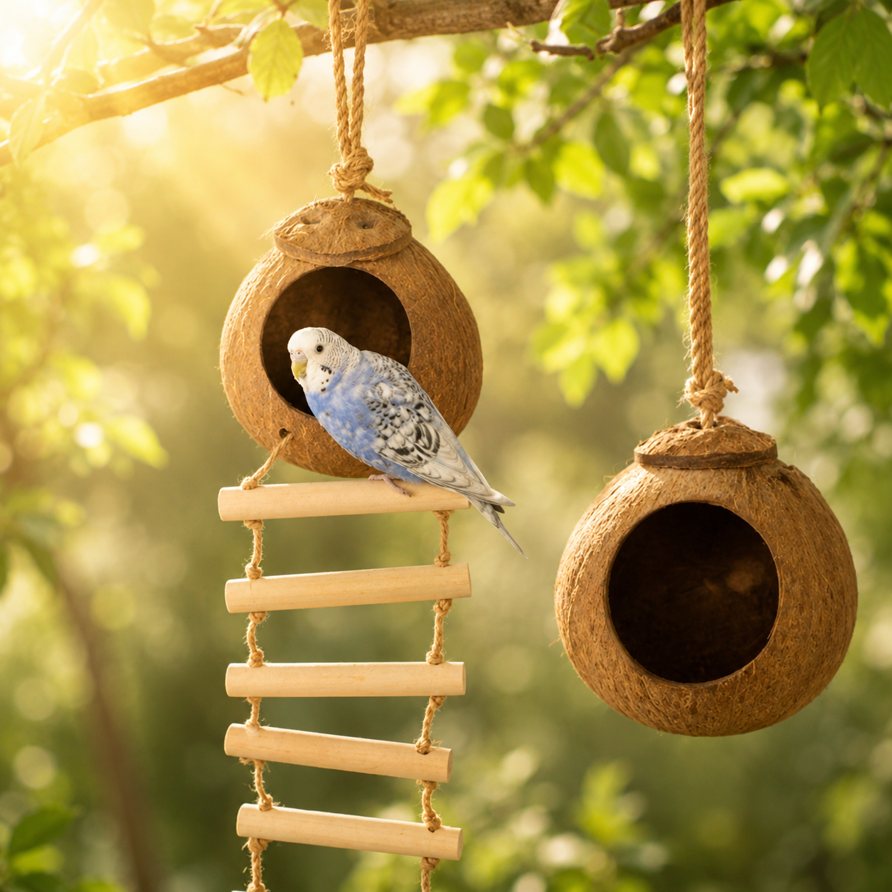 Natural Coconut Shell Bird Nest & Hideway