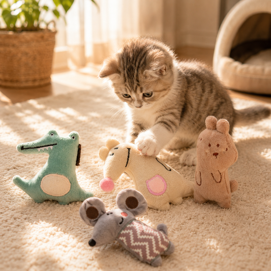 Mini Plush Animal Toys for Cats