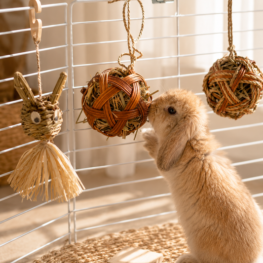 Hanging Straw Chew Toy for Small Pets