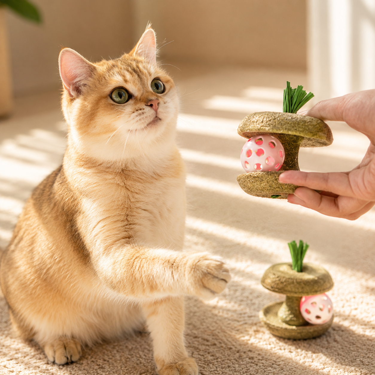 Green Catnip Play Toy With Bell for Cats