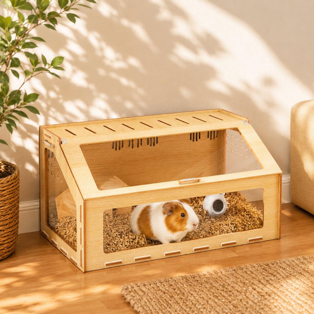 Large Wooden Hamster Enclosure with Acrylic Windows