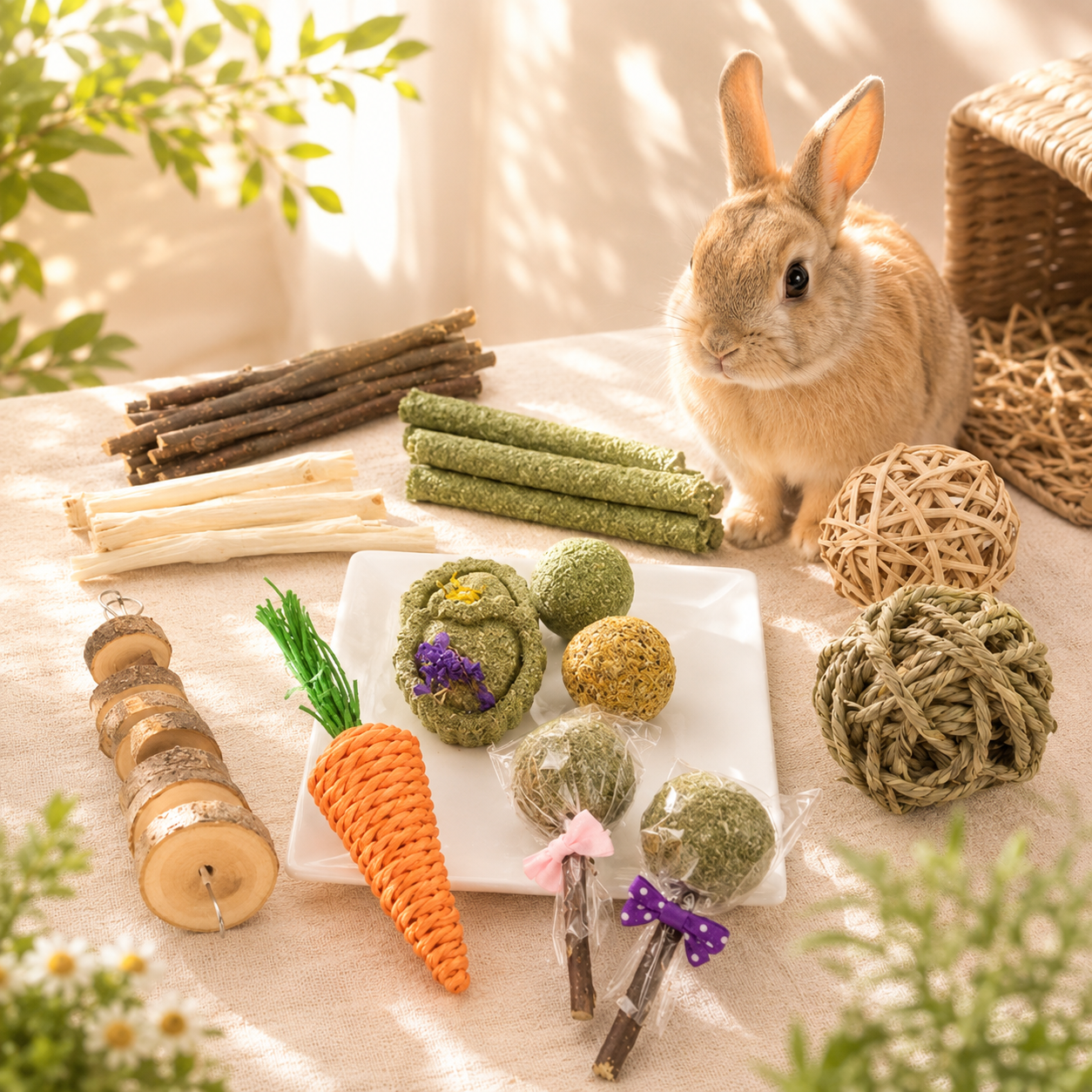 Fun Grinding Chew Toy Set for Rabbits & Small Pets