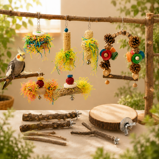 Natural Wooden Climbing Pier & Springboard for Small Pets