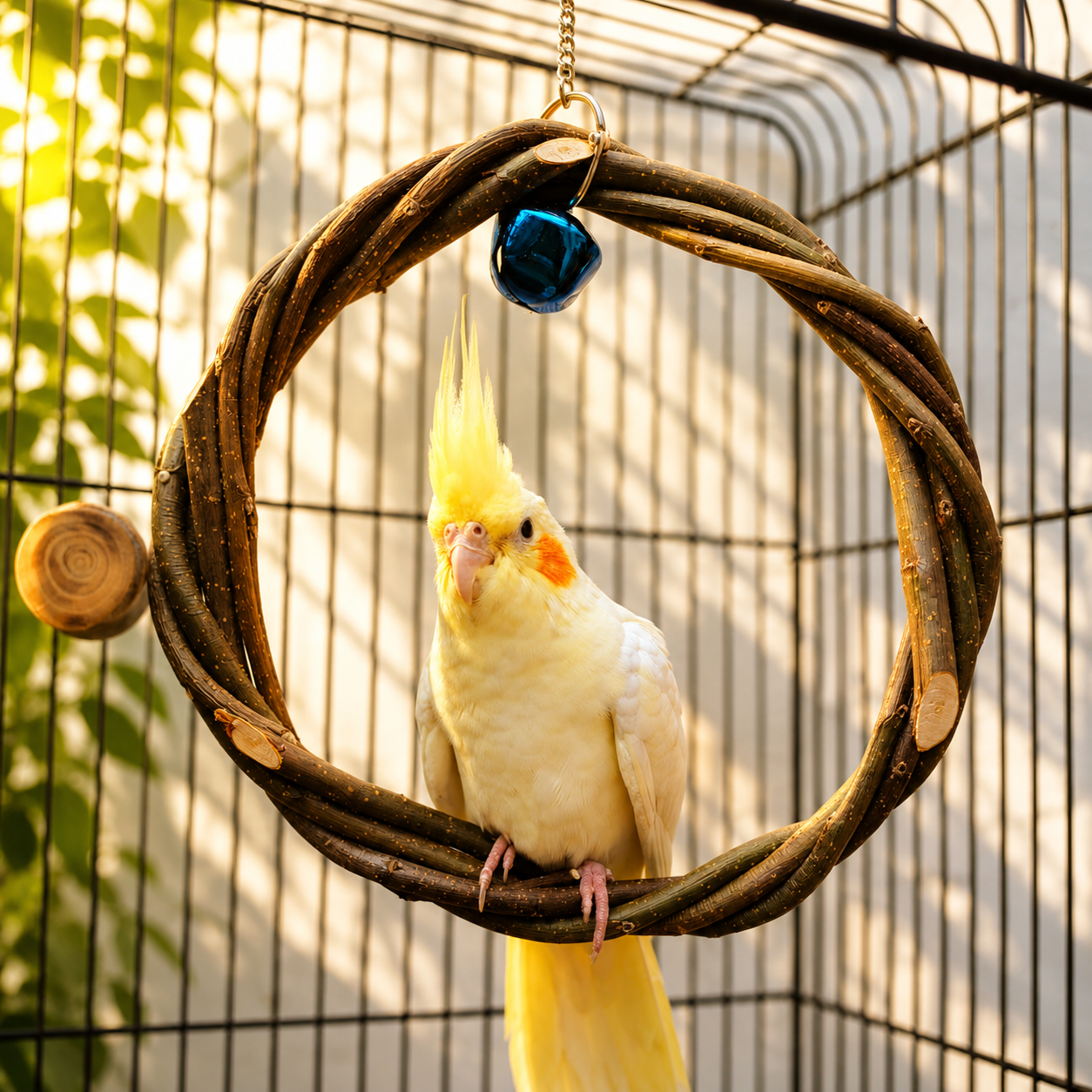 Apple Wood Ring Chewing & Branch Stick for Birds