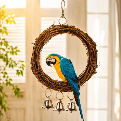Natural Round Rattan Bird Swing Perch