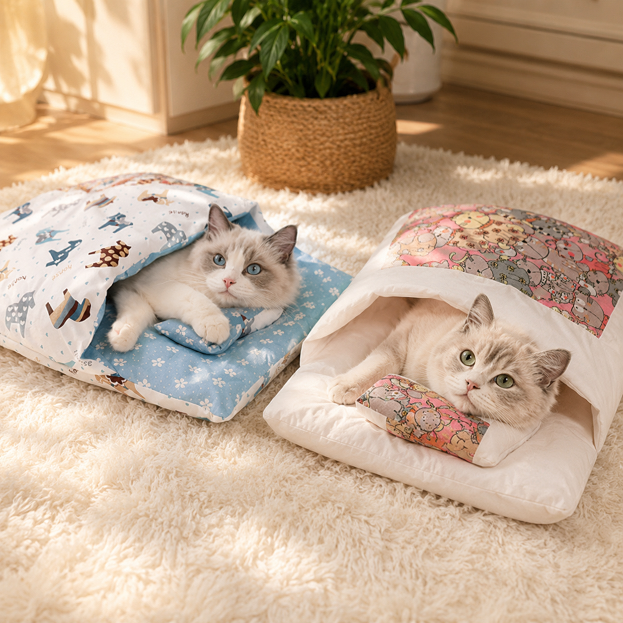 Semi-enclosed Cave Bed for Cats