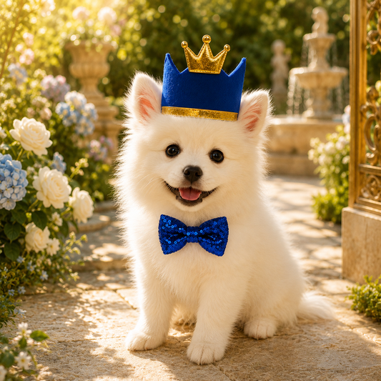 Pet Party Crown & Bow Accessory (Blue)