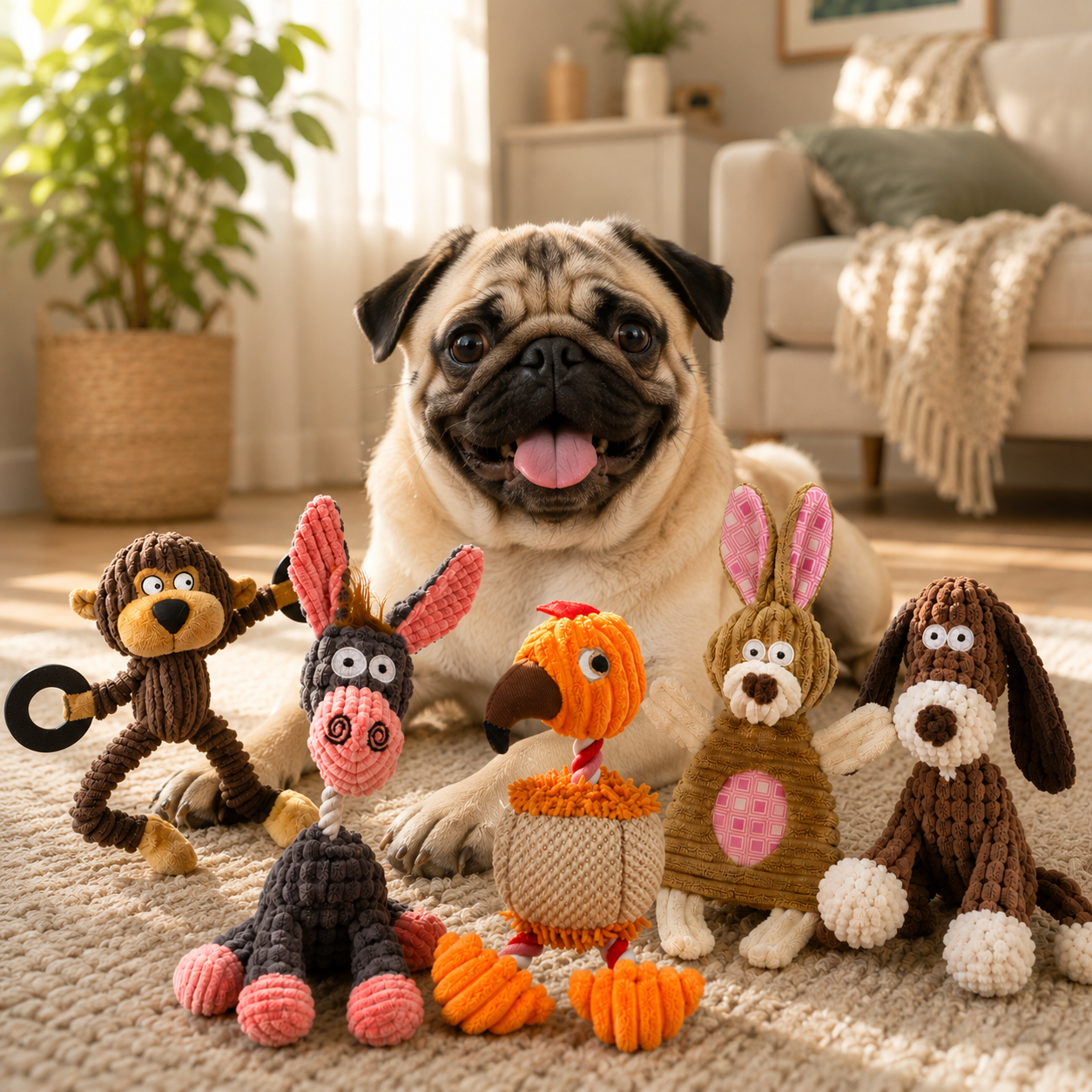 Corduroy Donkey Squeaky Chew Toy for Dogs