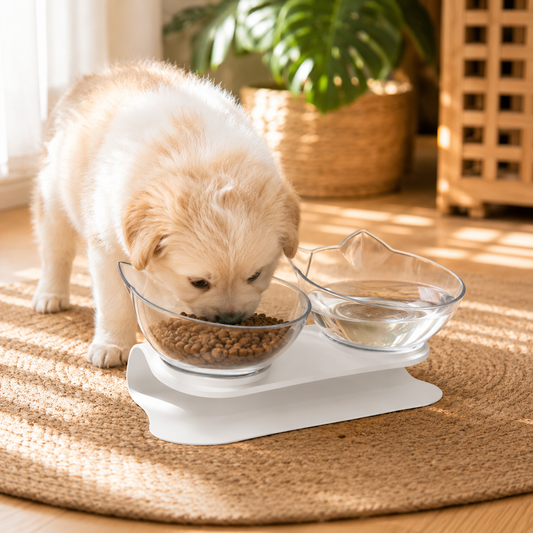 Cat-shaped Transparent Inclined Pet Bowl