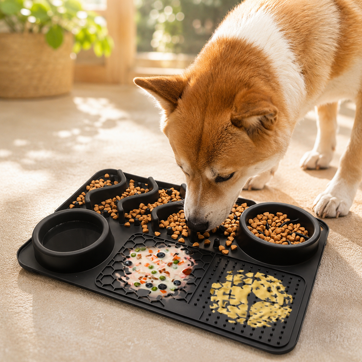 Pet Silicone Lick Mat & Slow Feeder Bowl