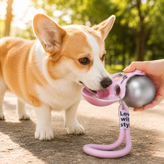Round Portable Stainless Steel Pet Water Bottle