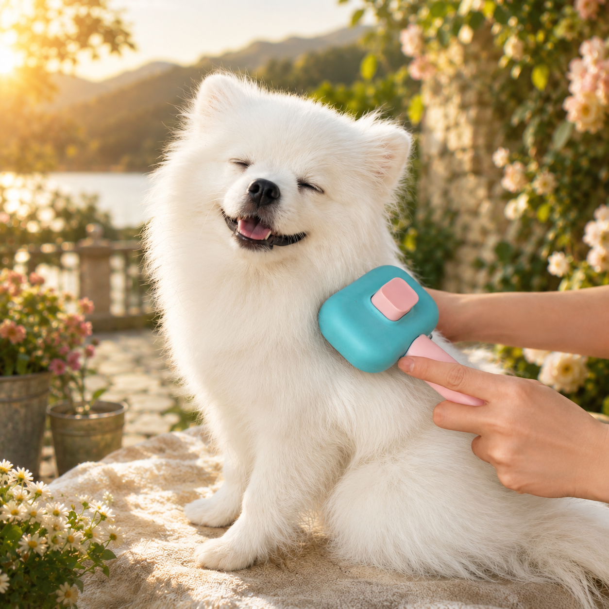 Detangling Grooming Brush & Massage Comb for Cats and Dogs
