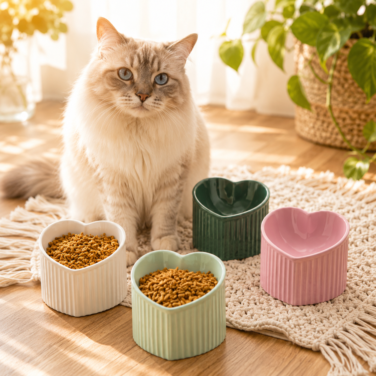 Inclined Heart Ceramic Pet Bowl