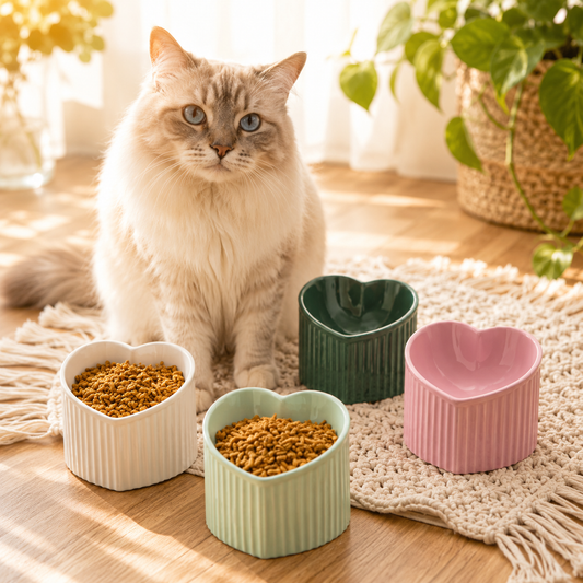 Inclined Heart Ceramic Pet Bowl