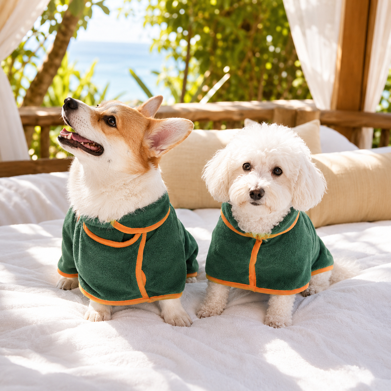 Absorbent Pet Bathrobe With Waist-wrapped Microfiber