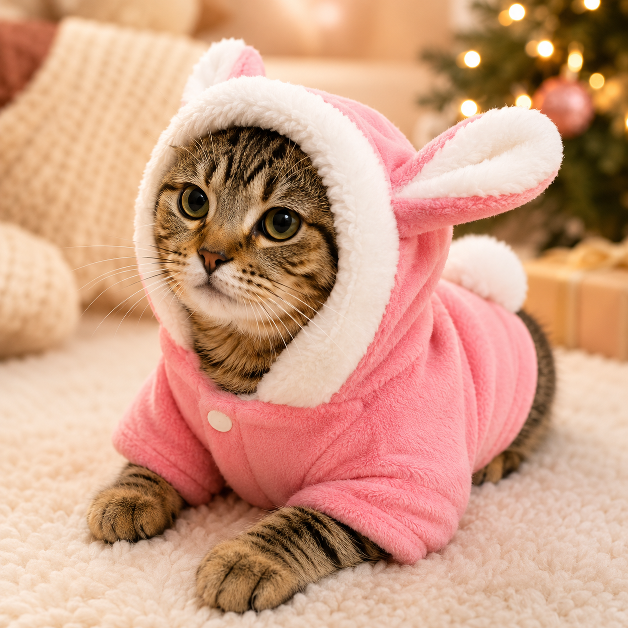 Cozy Pet Bunny Hoodie (Red/Pink)