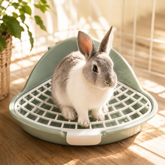 Rabbit & Small Pet Corner Litter Box with Removable Grid Tray