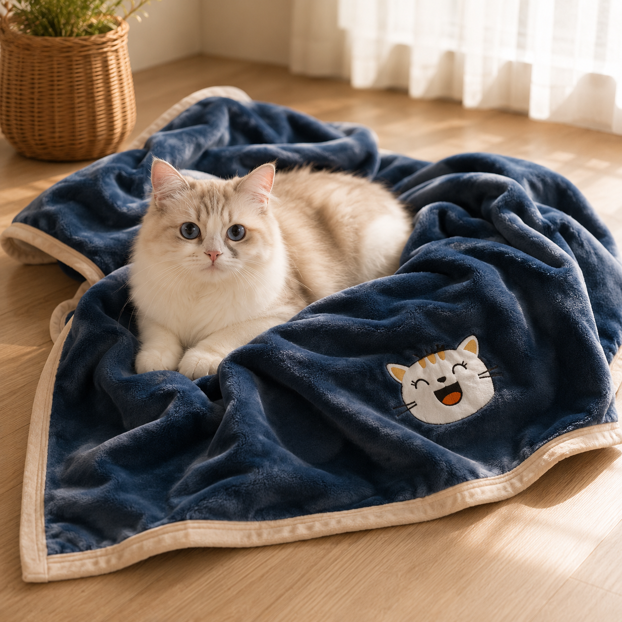 Warm Cartoon Print Pet Sleeping Blanket