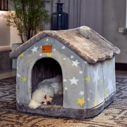 Premium Plush Pet House Bed for Dogs & Cats