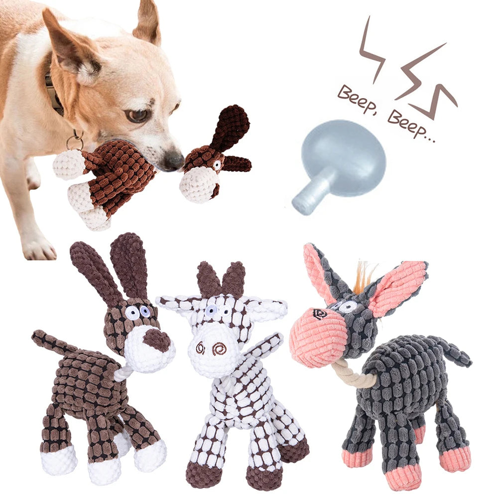 Corduroy Donkey Squeaky Chew Toy for Dogs