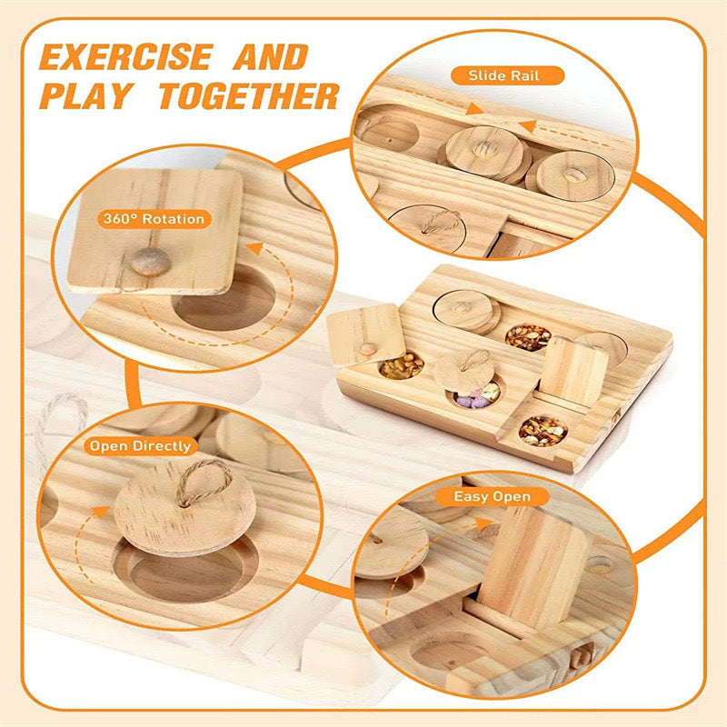 Natural Wooden Hamster Feeder & Snack Dispenser