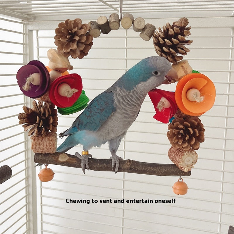 Colourful Wooden Perch Ring for Birds