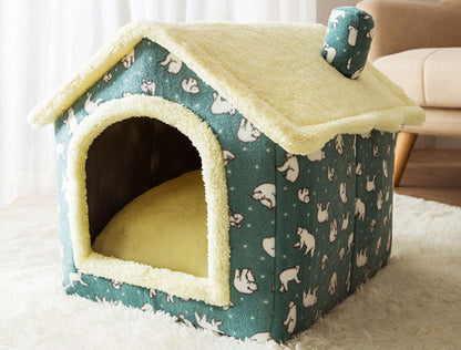 Premium Plush Pet House Bed for Dogs & Cats