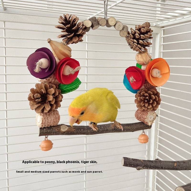 Colourful Wooden Perch Ring for Birds