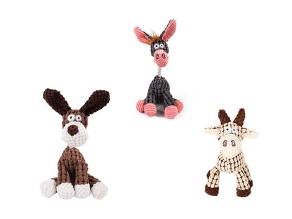 Corduroy Donkey Squeaky Chew Toy for Dogs