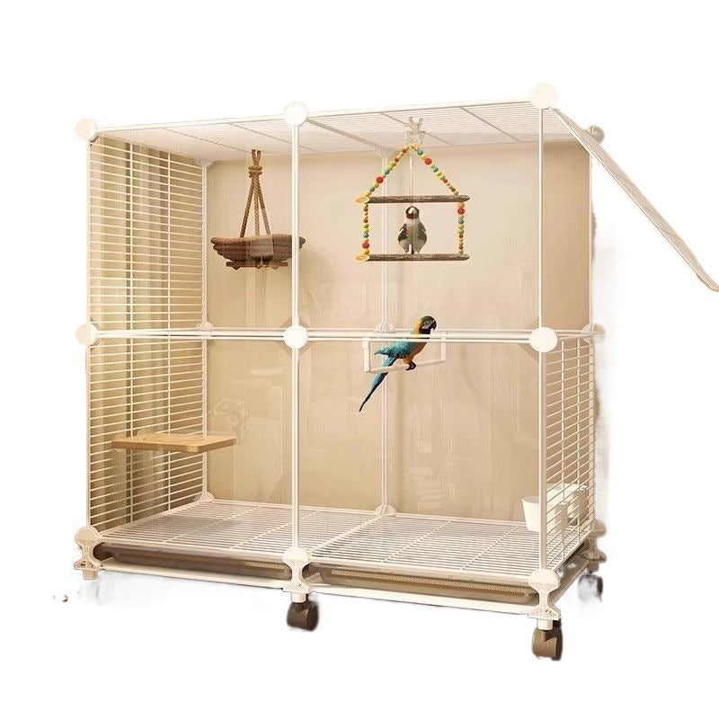 Bird Villa Cage with Clear Panels & Wheels