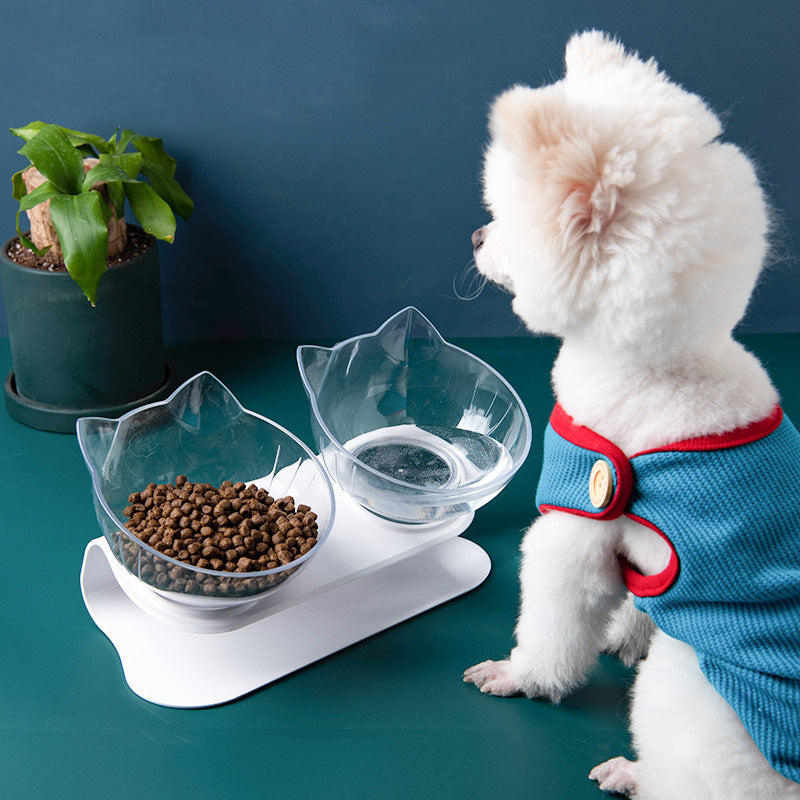 Cat-shaped Transparent Inclined Pet Bowl
