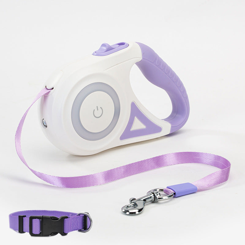 Retractable Dual Dog Leash with 360° Swivel & Light