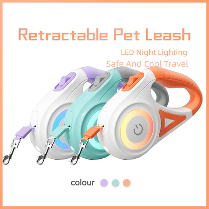 Retractable Dual Dog Leash with 360° Swivel & Light