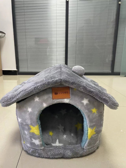 Premium Plush Pet House Bed for Dogs & Cats