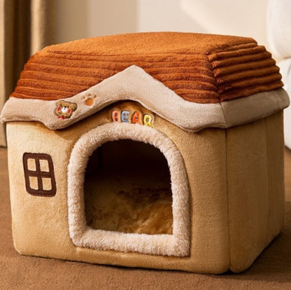 Premium Plush Pet House Bed for Dogs & Cats