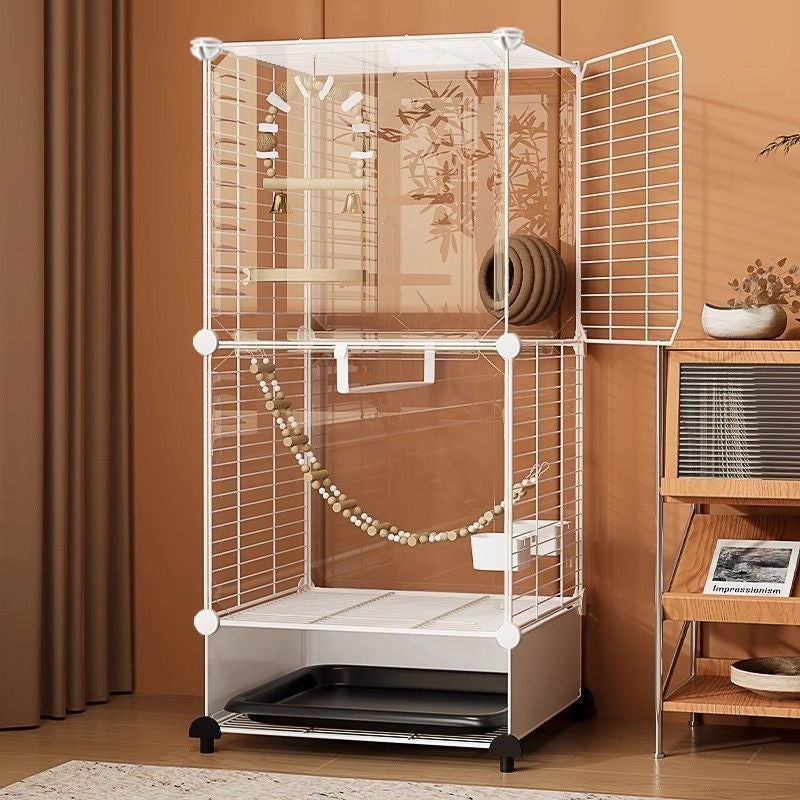 Bird Villa Cage with Clear Panels & Wheels