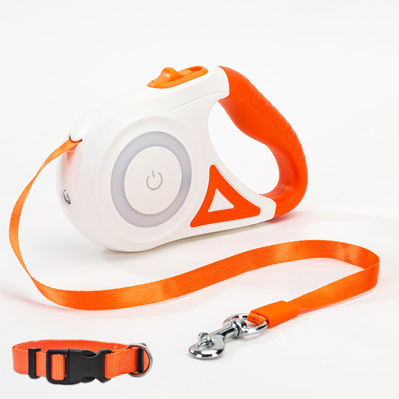 Retractable Dual Dog Leash with 360° Swivel & Light
