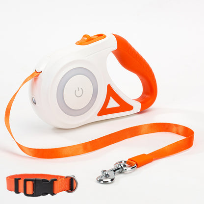 Retractable Dual Dog Leash with 360° Swivel & Light