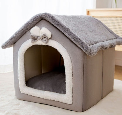 Premium Plush Pet House Bed for Dogs & Cats
