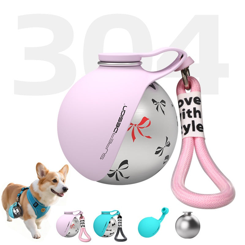 Round Portable Stainless Steel Pet Water Bottle