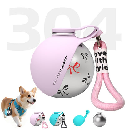 Round Portable Stainless Steel Pet Water Bottle