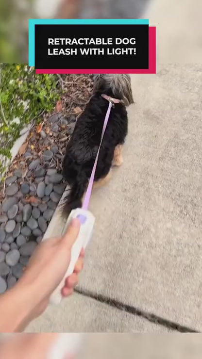 Retractable Dual Dog Leash with 360° Swivel & Light