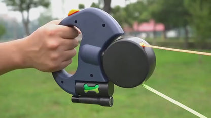 Retractable Dual Dog Leash with 360° Swivel & Flash Light